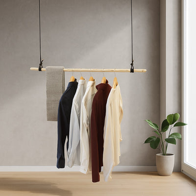 Hängegarderobe "Naturbursche" mit Seil und geschältem Stock - herbeschick. - herbeschick.