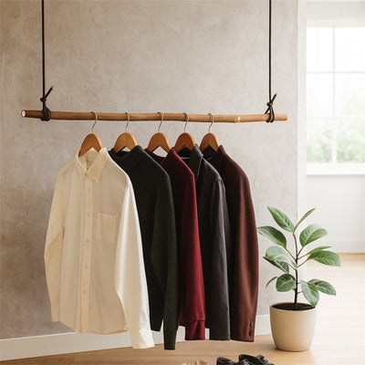 Hängegarderobe "Naturbursche" mit Seil und Stock mit Rinde - herbeschick. - herbeschick.