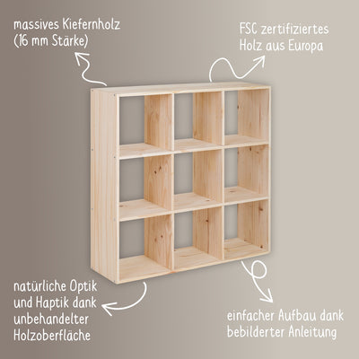 Würfelregal "Kubik" 3x3 - herbeschick. - Servary
