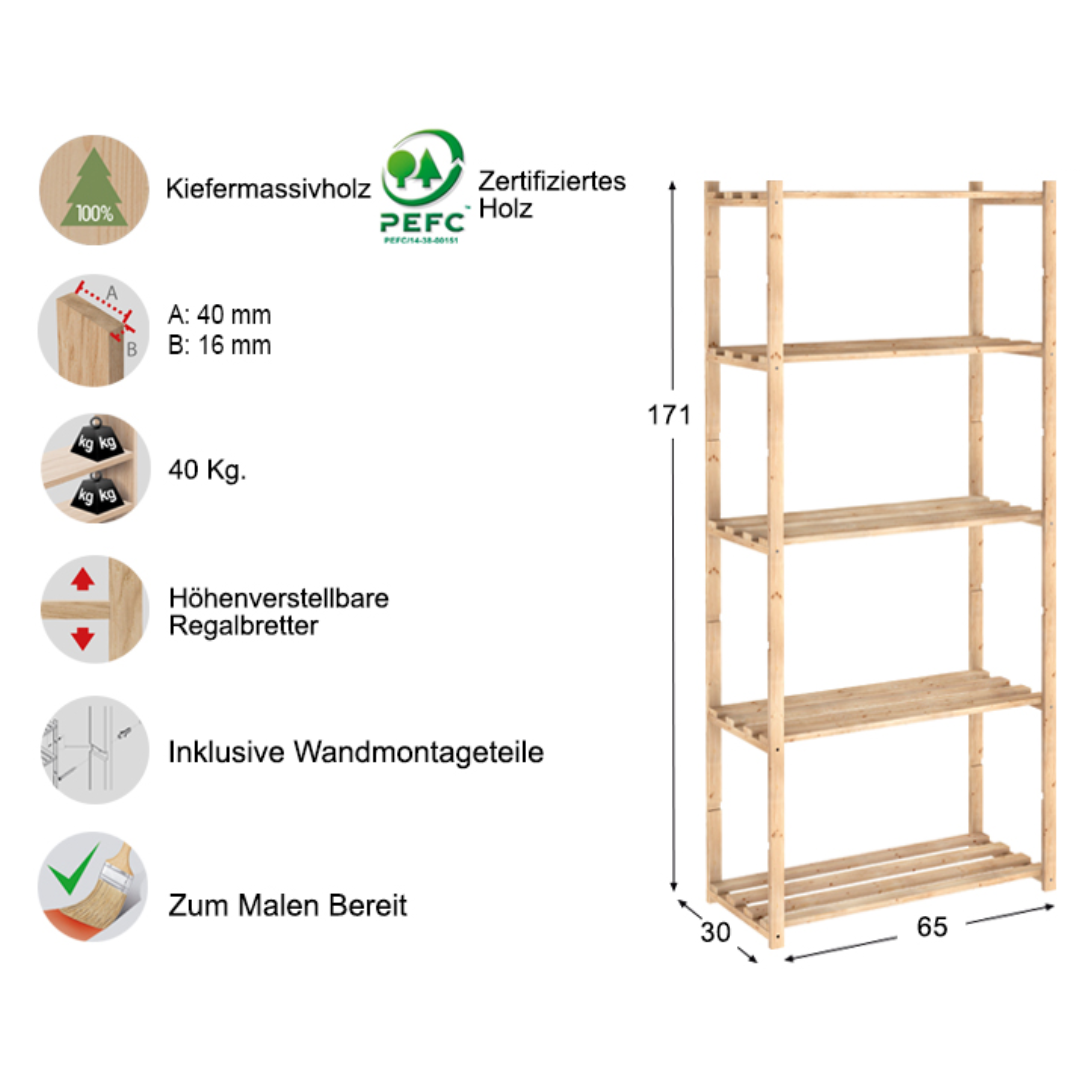 B-Ware Vorratsregal "Natura" in verschiedenen Höhen